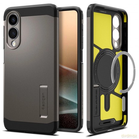 Etui Spigen Tough Armor MagSafe na Samsung Galaxy S25 Edge - szaro-czarne