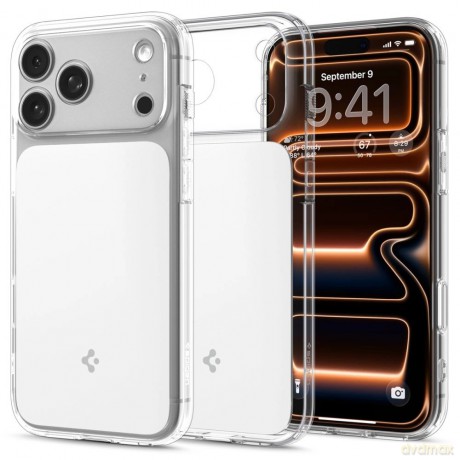 Etui Spigen Ultra Hybrid "T" MagSafe na iPhone 17 Pro Max - przezroczysto-białe