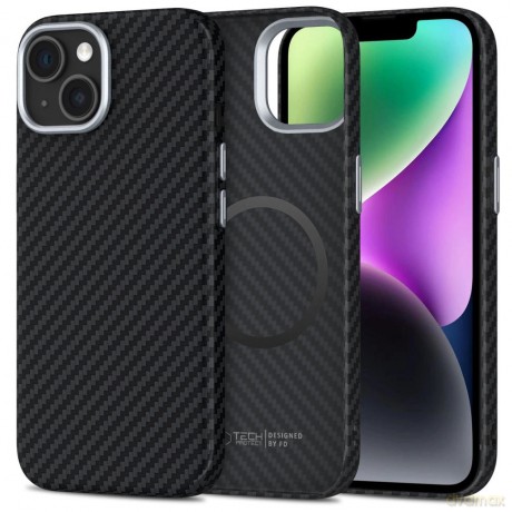 Etui Tech-Protect Ion Carbon MagSafe na iPhone 14 - czarne