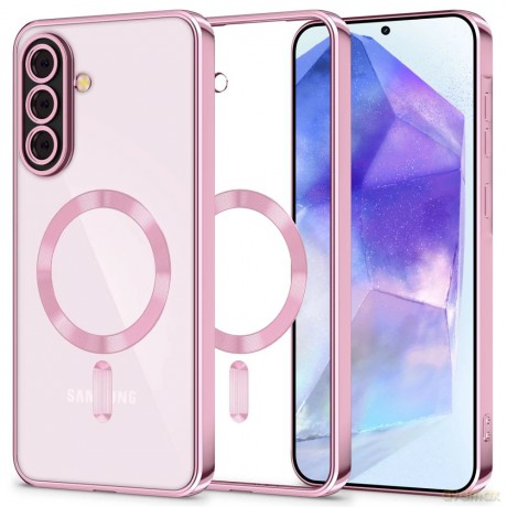 Etui Tech-Protect MagFlex MagSafe na Samsung Galaxy A56 5G - przezroczysto-różowe
