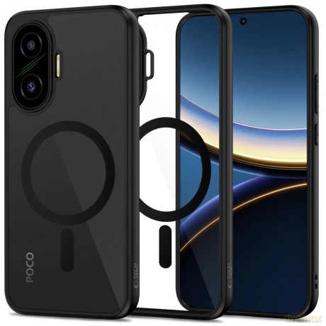 Etui Tech-Protect MagMat MagSafe na Xiaomi Poco F7 5G - czarno-przezroczyste