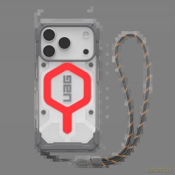 Etui UAG Pathfinder Clear MagSafe Bundle ze smyczą na iPhone 17 Pro - szaro-czerwone