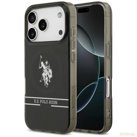 Etui US Polo DH and Bottom Stripe Logo MagSafe na iPhone 17 Pro - czarne