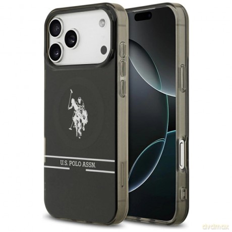 Etui US Polo DH and Bottom Stripe Logo MagSafe na iPhone 17 Pro Max - czarne