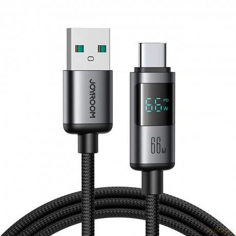 Kabel Joyroom S-A16 Pro Prism Series 66W USB-A - USB-C z wyświetlaczem 1,2m - czarny