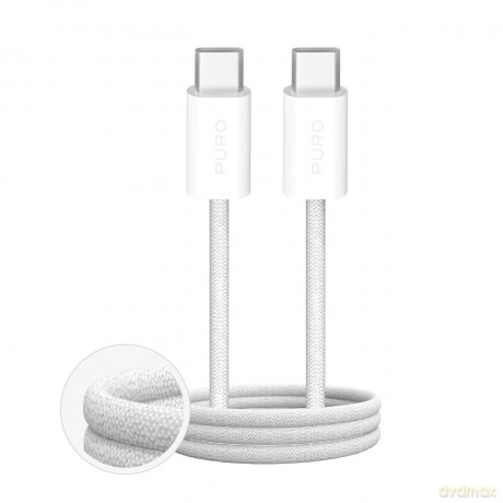 Kabel Puro Fabrik 4 100W w oplocie USB-C - USB-C 1m - biały
