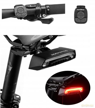 Lampka rowerowa tylna Rockbros LKWD-R1 z laserem i pilotem + kabel micro USB - USB-A - czarna