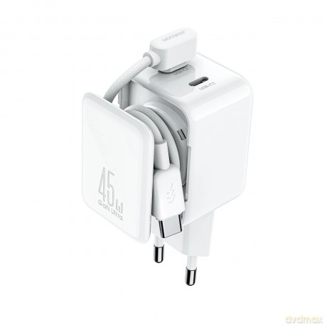 Ładowarka sieciowa Joyroom JR-TCL05 45W GaN z organizerem na kabel - biała