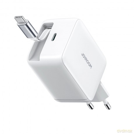 Ładowarka sieciowa Joyroom JR-TCL06 67W GaN z wbudowanym zwijanym kablem USB-C - biała