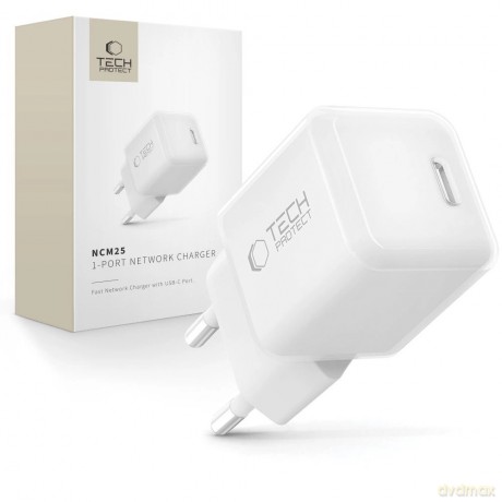 Ładowarka sieciowa Tech-Protect NCM25 USB-C PD 25W - biała