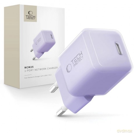 Ładowarka sieciowa Tech-Protect NCM25 USB-C PD 25W - fioletowa