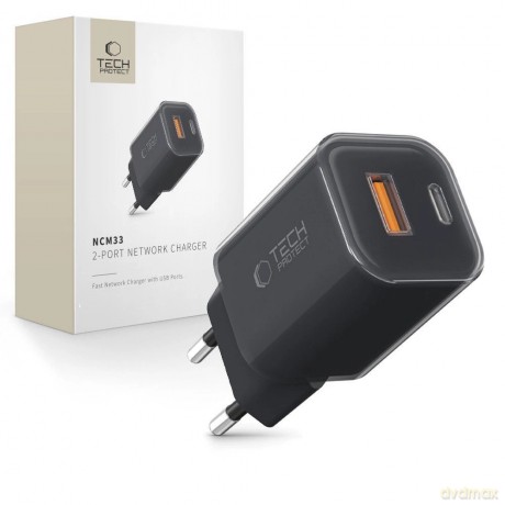 Ładowarka sieciowa Tech-Protect NCM33W 2-porty PD33W/QC3.0 - czarna