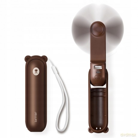 Mini wentylator Jisulife Handheld Fan Life8 przenośny wiatraczek USB z funkcją powerbanka 2000mAh i latarką - brązowy