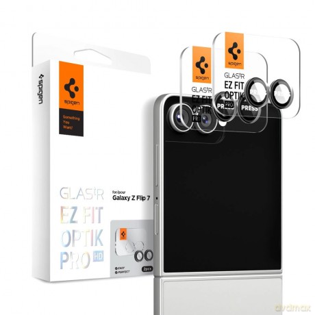 Osłona aparatu Spigen Optik Pro HD Glas.TR EZ Fit 2-pack na Samsung Galaxy Z Flip 7 - czarna