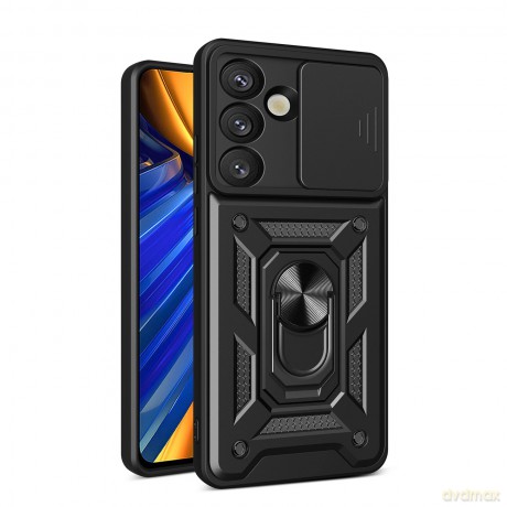Pancerne etui Hybrid Armor Camshield z podstawką i osłoną aparatu na Realme P3 5G - czarne