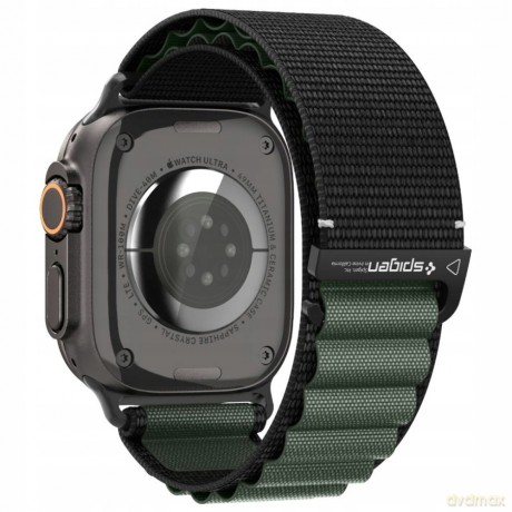 Pasek Pasek Spigen WBF1 na Apple Watch 44 / 45 / 46 / 49 mm - czarno-zielony