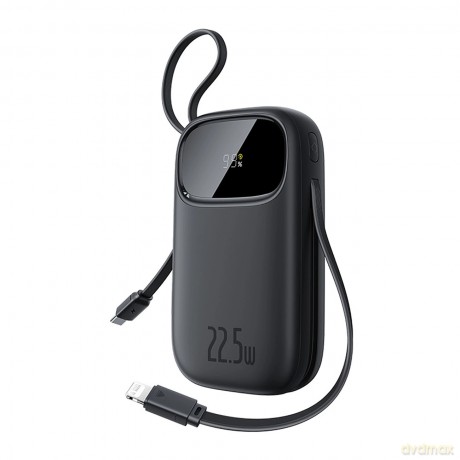 Powerbank Baseus EnerFill FC31 20000mAh 22.5W z wyświetlaczem cyfrowym i 2 wbudowanymi kablami (USB-C + Lightning) - czarny