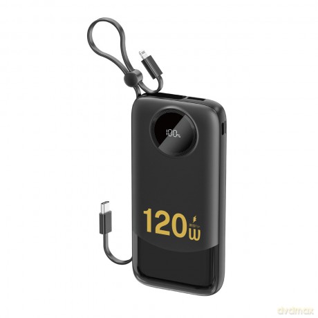 Powerbank Dudao K13 10000mAh z wbudowanym kablem - czarny