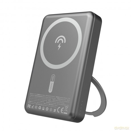 Powerbank Dudao K28 10000mAh PD 22.5W z MagSafe z metalową obudową i pierścieniem-podstawką - szary
