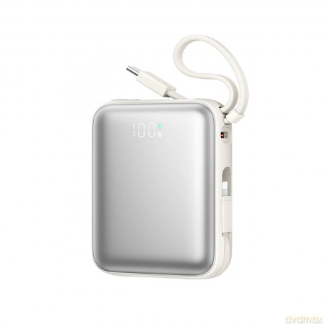 Powerbank Joyroom JR-PBF27 10000mAh 22.5W z wbudowanymi kablami USB-C i Lightning - biały