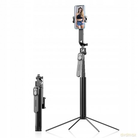 Premium selfie stick Wozinsky WST-360YS z funkcją statywu z automatycznym śledzeniem twarzy 360° AI sterowanie gestami - czarny