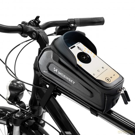 Sakwa rowerowa Wozinsky na ramę pancerna z kieszonką na telefon 1.7 l - czarna