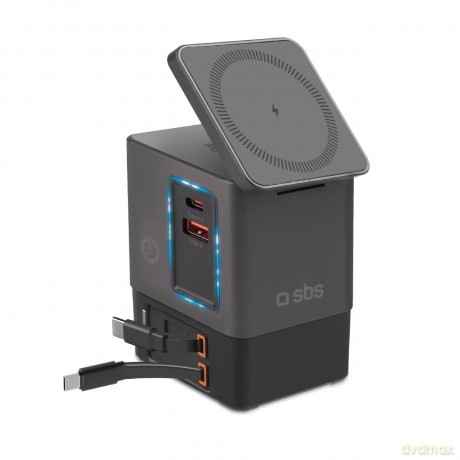 Stacja ładująca SBS Power Dock 6w1 z MagSafe, podstawką i kablami USB-C 65W - czarna
