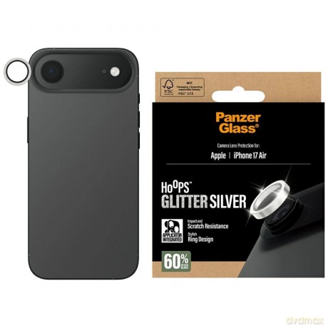 Szkło hartowane na obiektyw PanzerGlass Hoops Glitter na iPhone Air - srebrne