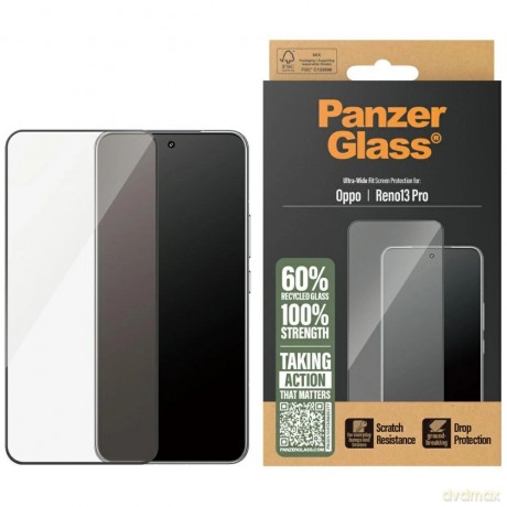 Szkło hartowane PanzerGlass Ultra-Wide Fit w. Black Frame na Oppo Reno13 Pro