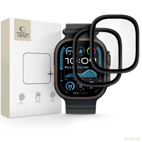 Szkło hartowane Tech-Protect Glass Ring 2-pack na Apple Watch Ultra 49 mm - czarne