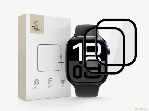 Szkło hybrydowe Tech-Protect Glass Flex+ 2-pack na Apple Watch 10 46 mm - czarne