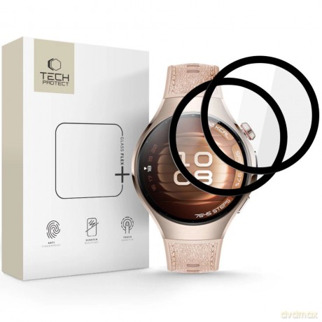 Szkło hybrydowe Tech-Protect Glass Flex+ 2-pack na Huawei Watch 5 46 mm - czarne