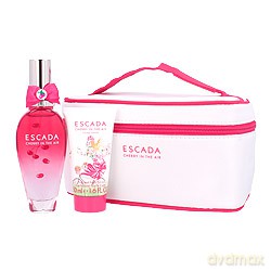 Escada Cherry in the Air Zestaw - woda toaletowa 50 ml spray + balsam do ciała 50 ml + kosmetyczka [PERFUMY]