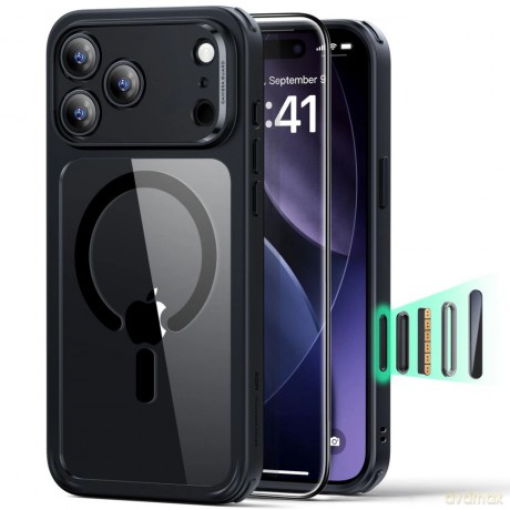Zestaw ESR Classic Hybrid MagSafe + Szkło hartowane na iPhone 17 Pro - przezroczysto-czarne
