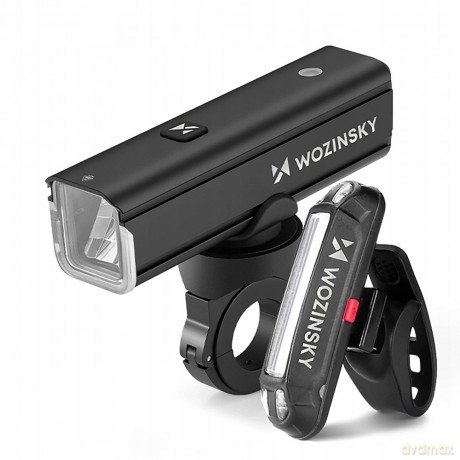 Zestaw lampek rowerowych Wozinsky WSBLB3 przednia (1000 lm) USB-C i tylna USB micro - czarny