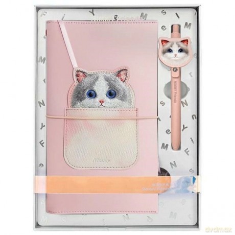 Zestaw Nimmy 2w1 notatnik + długopis różowy/pink Big Eyed Pet 2.0 Cat