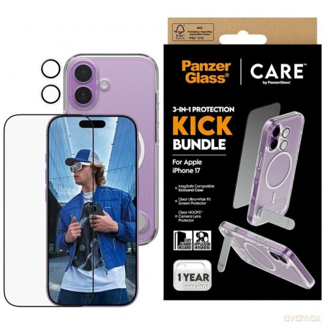 Zestaw ochronny CARE by PanzerGlass Feature Kick 3w1 Etui+Szkło+Lens na iPhone 17