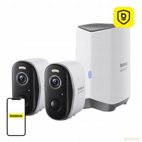 Zewnętrzny zestaw monitoringu Baseus Security N1 Plus Dual 2K (2 kamery) - biały