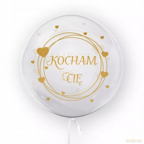 BALON foliowy CLEAR kocham CIĘ WALENTYNKI złote