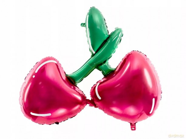 Balon PartyDeco czerwono-zielony wiśnie 88x73 cm