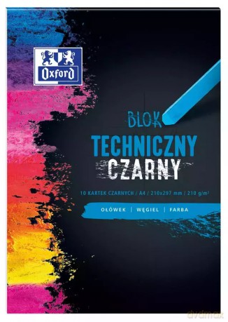 Bloki techniczne Oxford A4 10 kartek, czarne (20 sztuk)