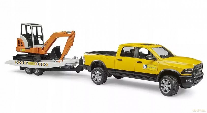 BRUDER Dodge RAM 2500 serwis+przycz+koparka 02546