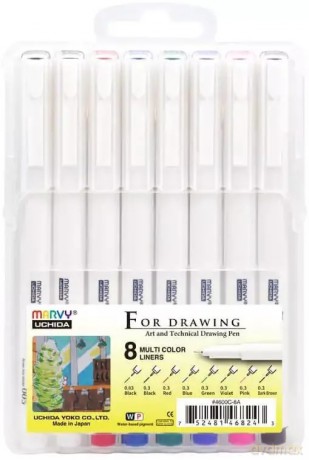 Cienkopisy graficzne Marvy For Drawing wielokolorowe (8 sztuk)