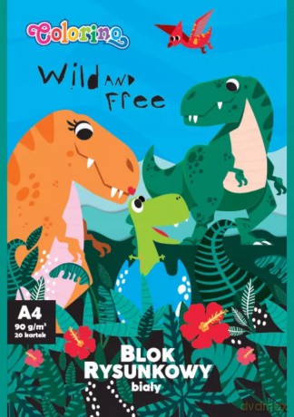Colorino Blok Rysunkowy A4/20k Biały Dino 14537