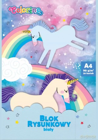 Colorino Blok Rysunkowy A4/20k Biały Unicorn 14544