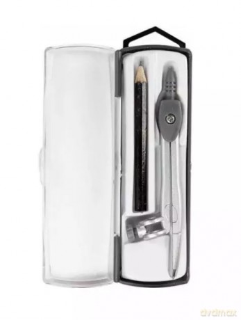 Cyrkiel metalowy z ołówkiem w etui