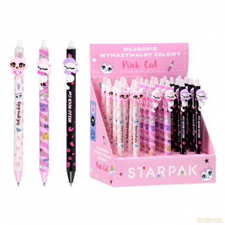Długopis Ścieralny Automatyczny 0.7 Pink Cat A 24szt. Starpak 552683