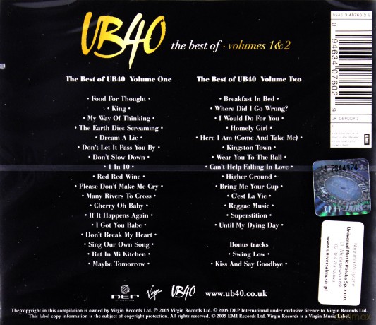 UB 40: Best Of Volumes 1 & 2 [2CD]
