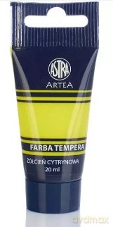 Farba tempera. Żółcień cytrynowa, 20 ml