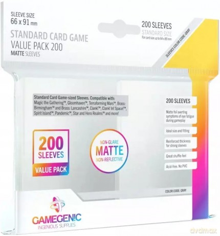 Gamegenic: Matte Value Sleeving Pack (66x91 mm) 200 sztuk [GRA]